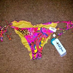 Luli Fama Wavy Luxe Stitch Bikini Bottom NWT